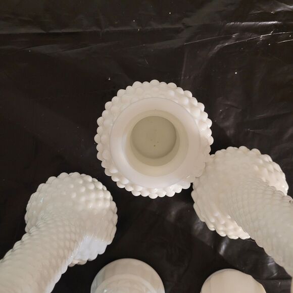 5 piece vtg milk glass vases tall and short 3 different sizes - Picture 9 of 16